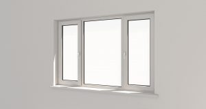 Windows with White wall . Aluminum window. White window. Pvc window. 3D render.